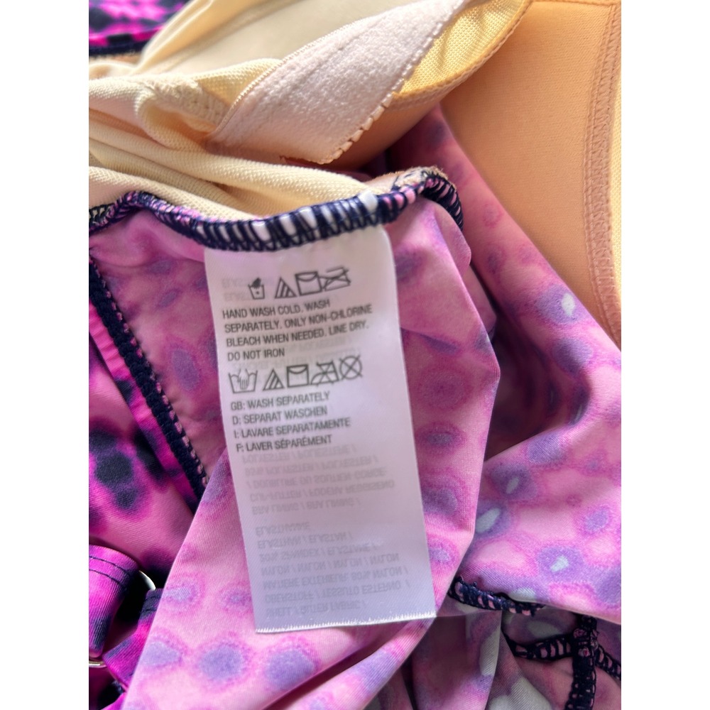 D&Co. Beach 10 Swim Dress Pink Black Tie Dye Dot Wrap V-Neck Modest Summer - Picture 11 of 12